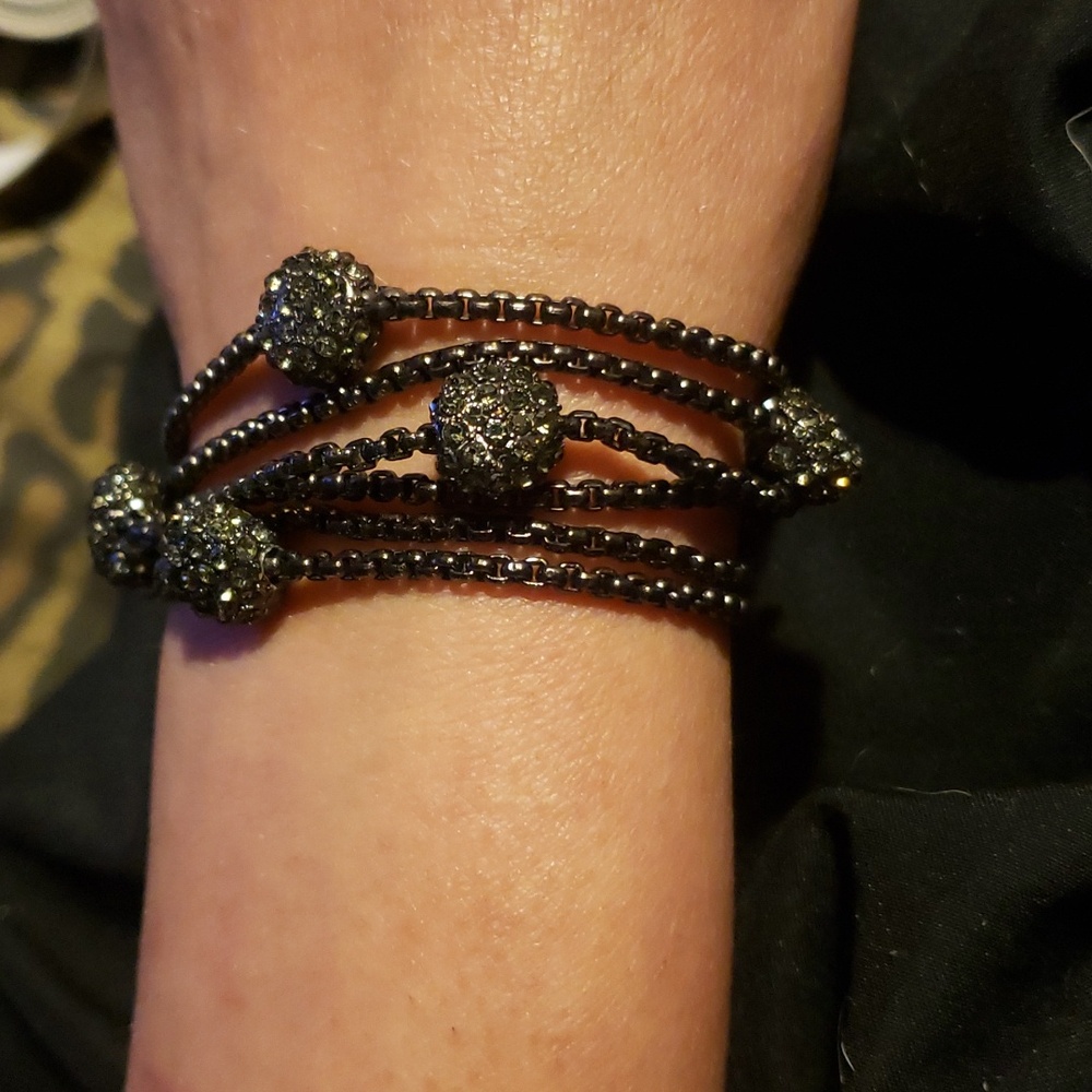 Sparkly black metallic metal bracelet